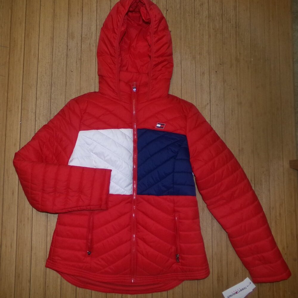 NWT WOMENS TOMMY HILFIGER SPORT‎ PUFFER JACKET~RED~LRG